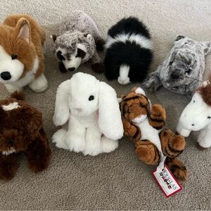 Douglas Plush lot of 8: corgi doodle raccoon seal bunny guinea pig pony tiger